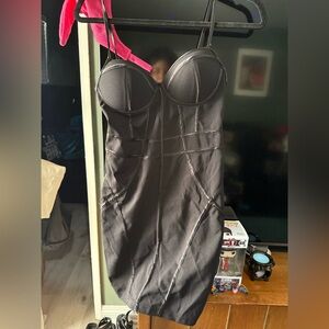 Elegant Black Bustier Slip Dress
